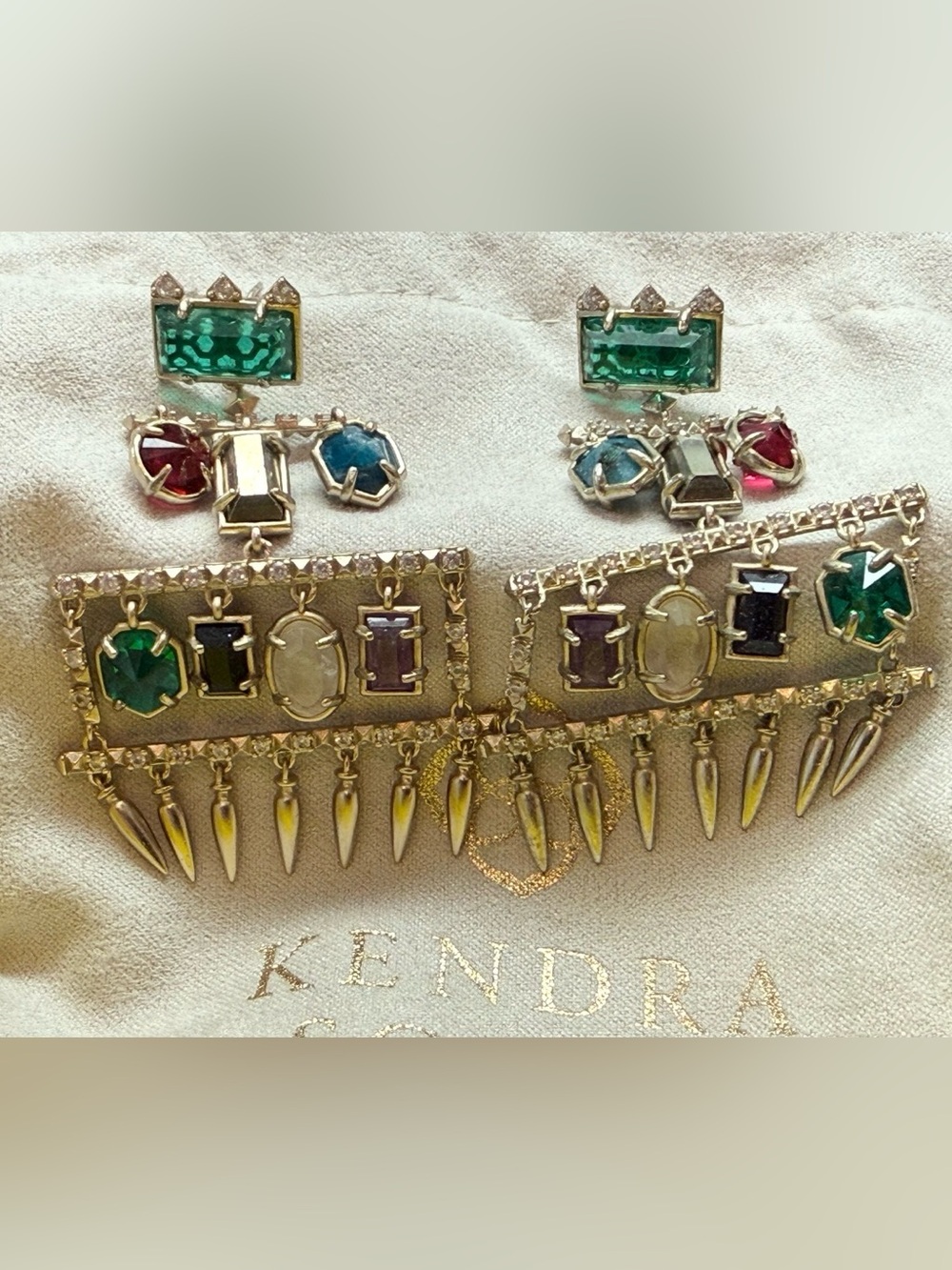 Kendra Scott Multicolor Gemstone Fringe Drop Earrings - Gold Tone